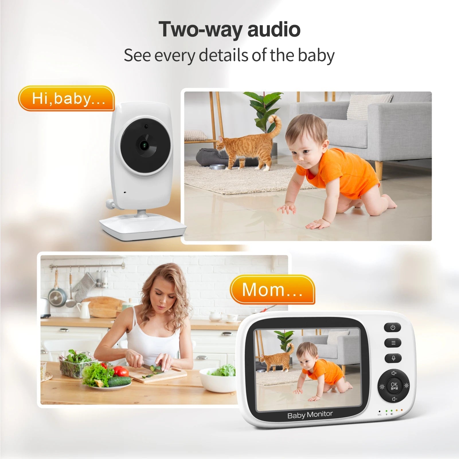 2.4G Wireless Video Baby Monitor 3.2 Inch LCD Night Vision
