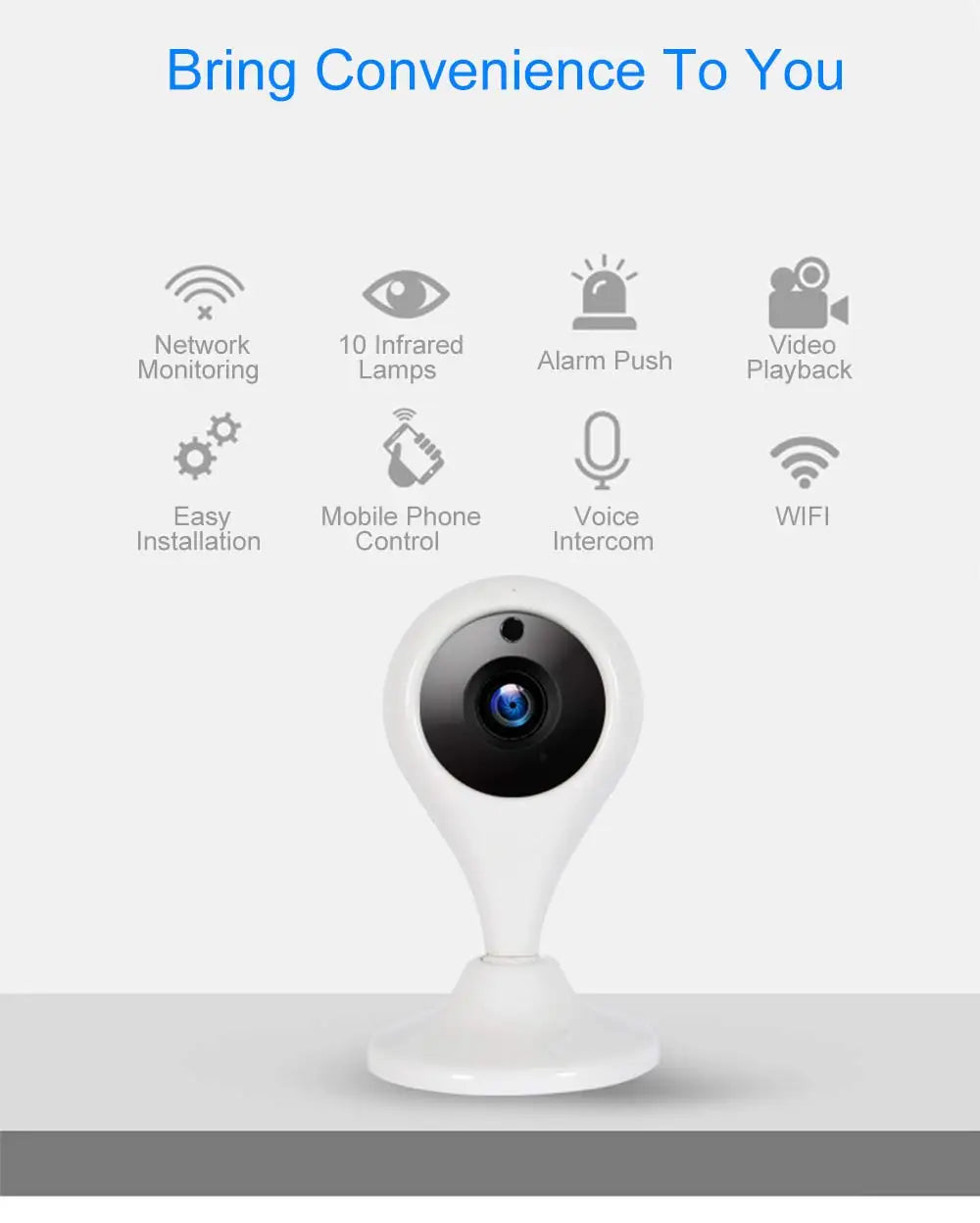 Smart WiFi Baby Monitor Home Security Camera 720P Wireless CCTV