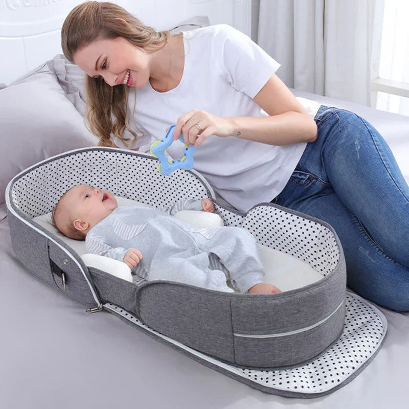 Multifunctional Folding Baby Crib Portable Travel Cot with Mosquito