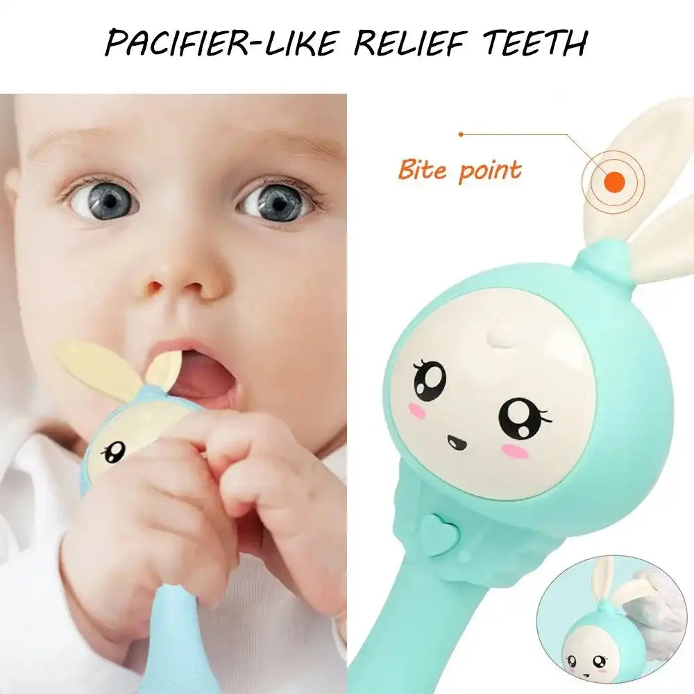 Baby Musical Rattle and Teethers, Sing Rabbit Baby Toy with 6 Classic Songs and Light for Toddlers Infant