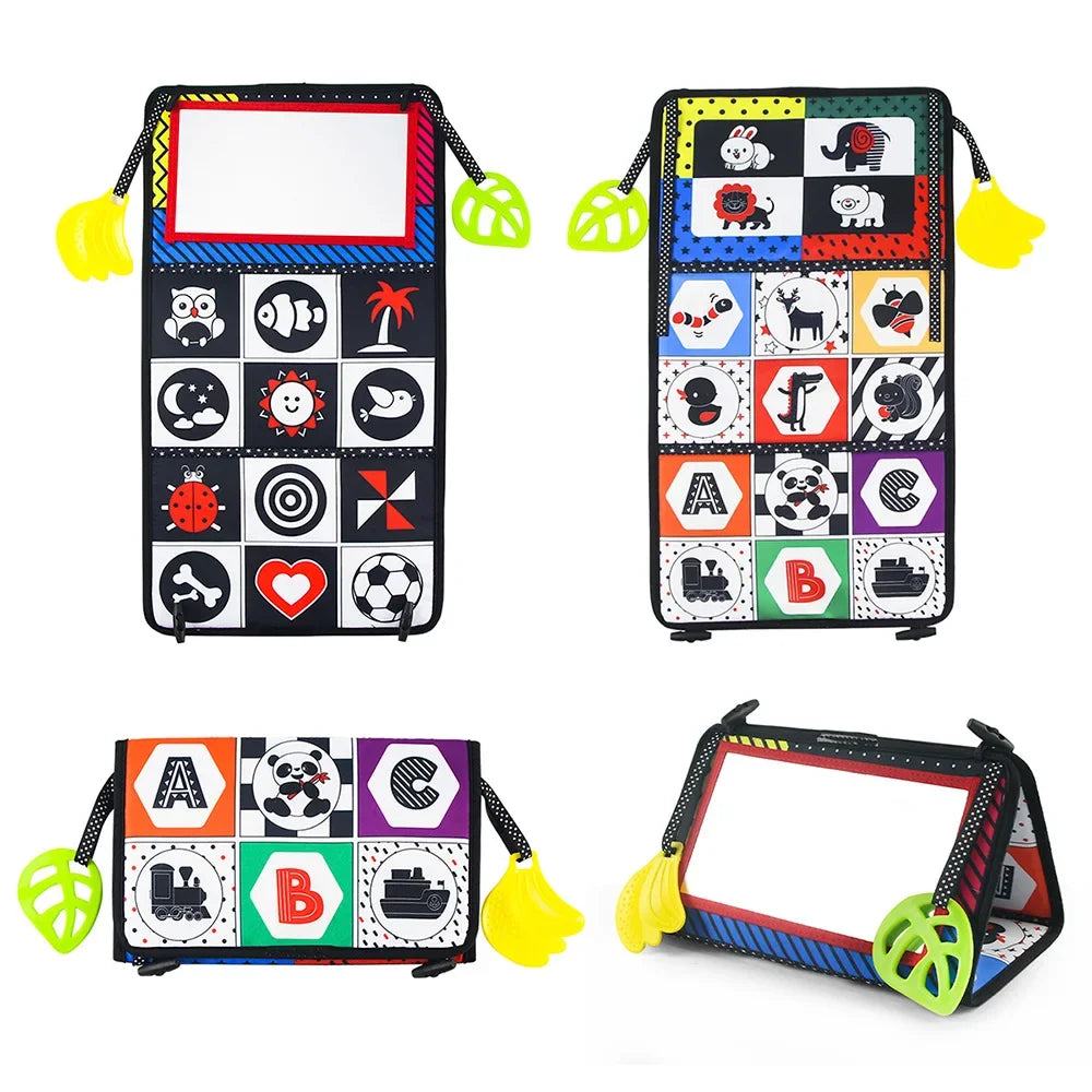 Black White Baby Floor Mirror Tummy Time Sensory Toy