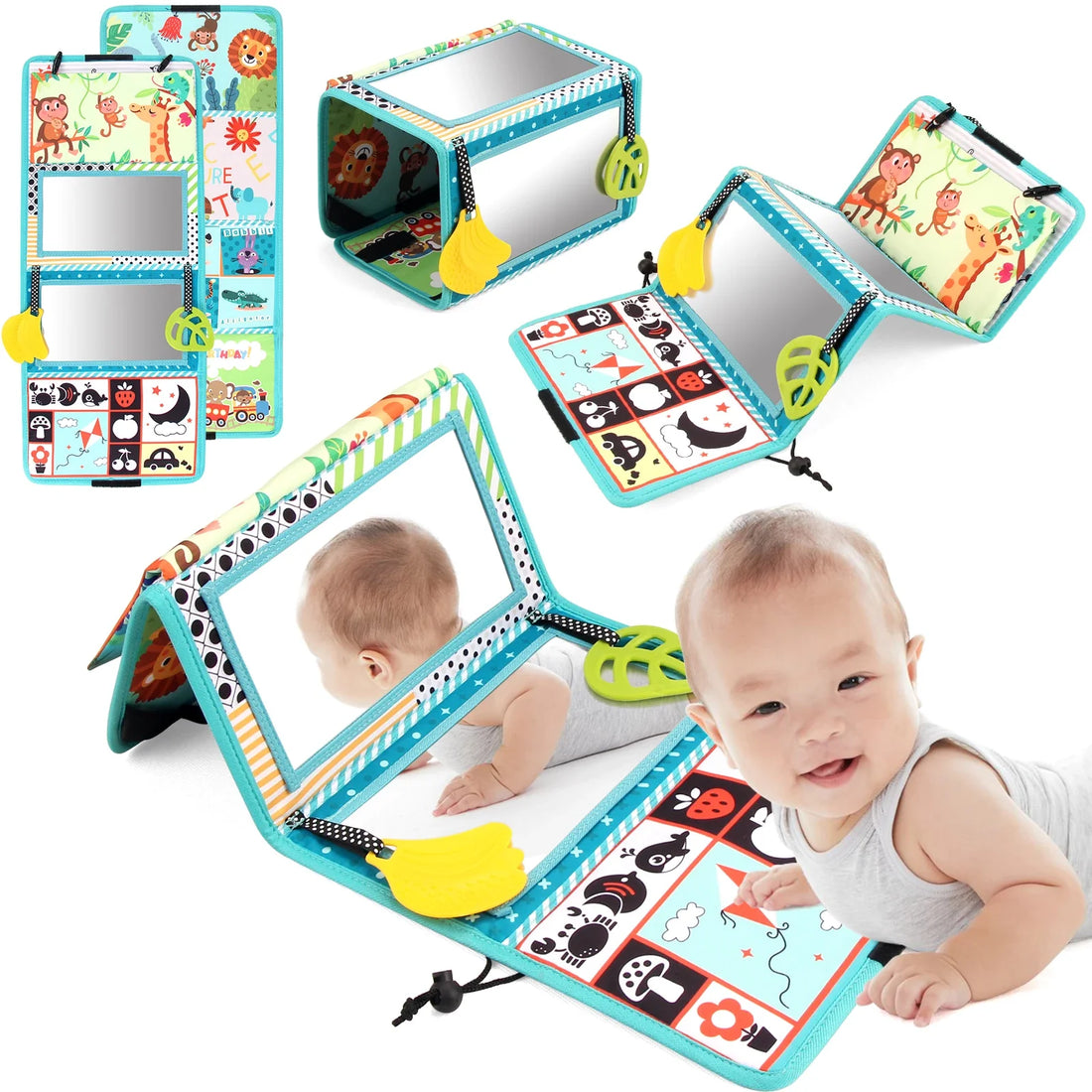 Black White Baby Floor Mirror Tummy Time Sensory Toy