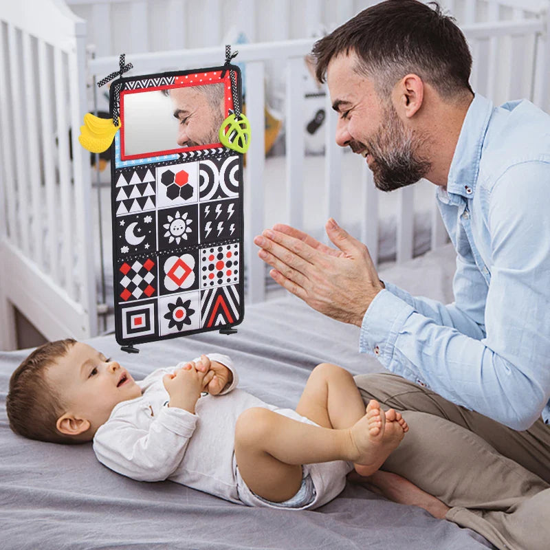 Black White Baby Floor Mirror Tummy Time Sensory Toy
