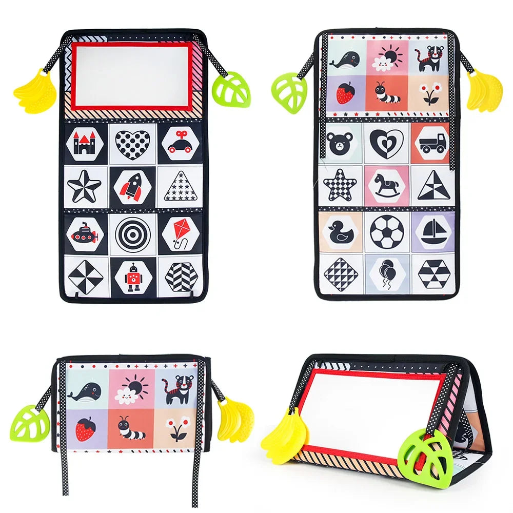 Black White Baby Floor Mirror Tummy Time Sensory Toy