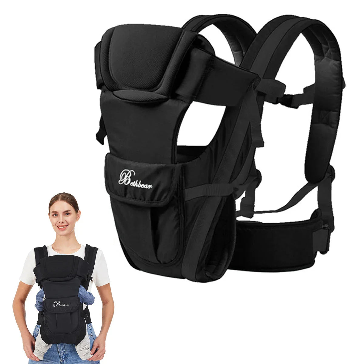4 In 1 Ergonomic Baby Carrier Backpack Adjustable Newborn to Toddler