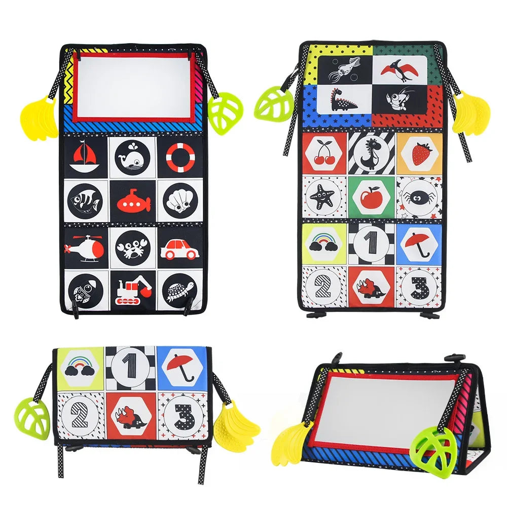 Black White Baby Floor Mirror Tummy Time Sensory Toy