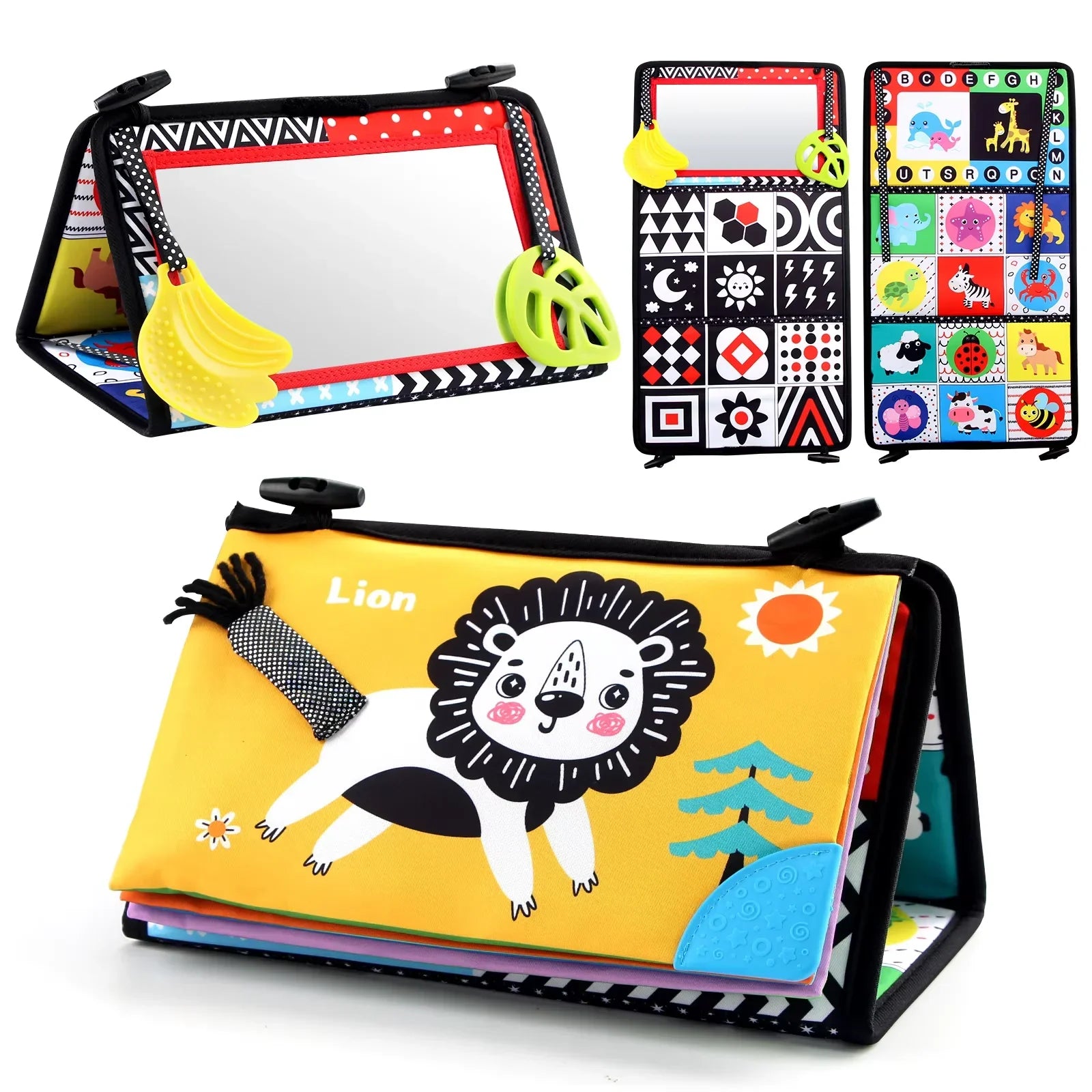 Black White Baby Floor Mirror Tummy Time Sensory Toy