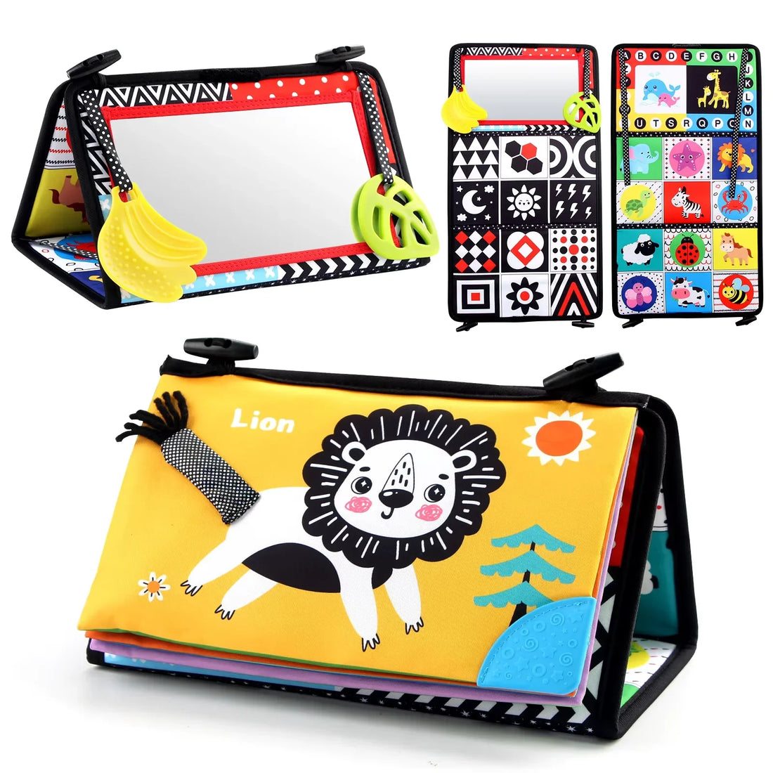 Black White Baby Floor Mirror Tummy Time Sensory Toy