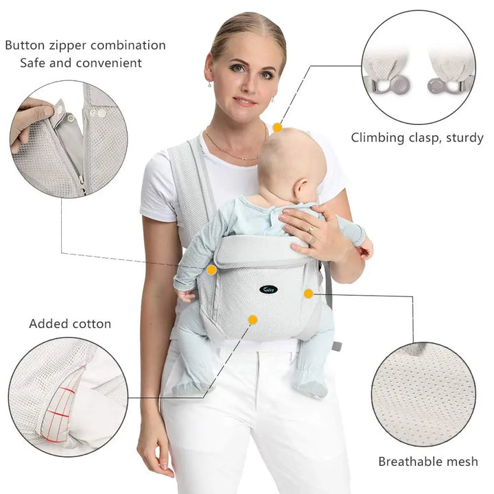 Natural Cotton Ergonomic Baby Carrier Sling for Newborn Infant Toddler