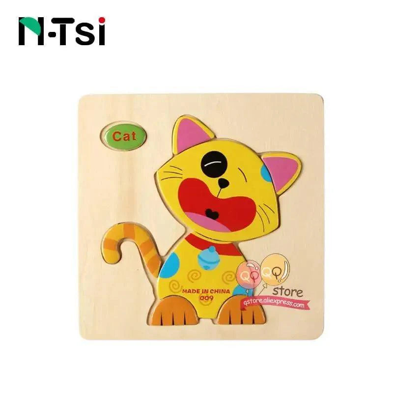 Baby Wooden Puzzle Toys Cartoon Animal Educational Game for Toddlers