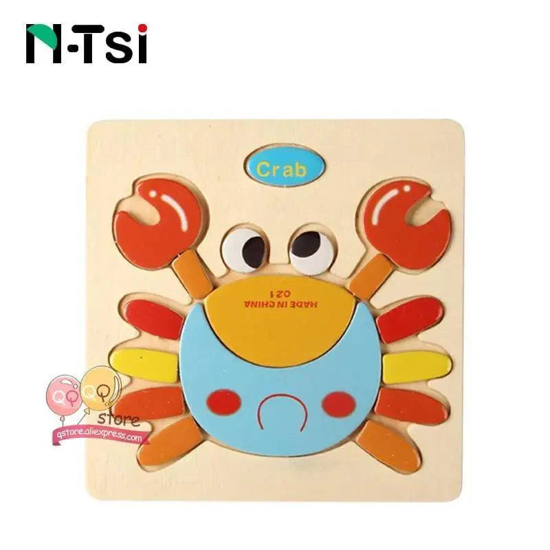 Baby Wooden Puzzle Toys Cartoon Animal Educational Game for Toddlers