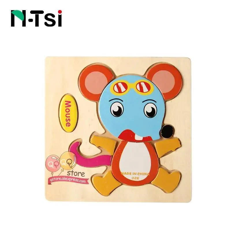 Baby Wooden Puzzle Toys Cartoon Animal Educational Game for Toddlers