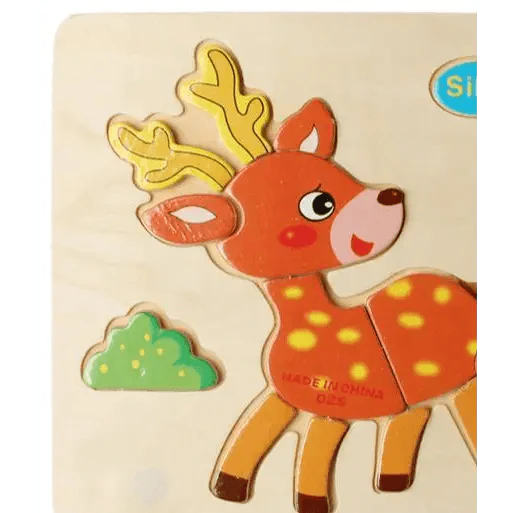 Baby Wooden Puzzle Toys Cartoon Animal Educational Game for Toddlers