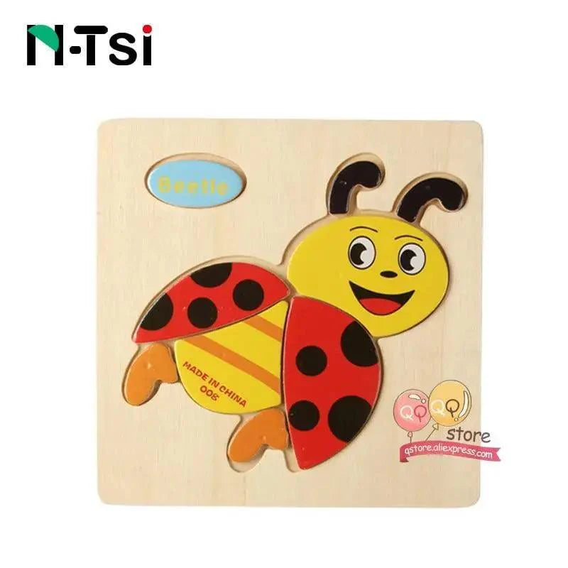 Baby Wooden Puzzle Toys Cartoon Animal Educational Game for Toddlers
