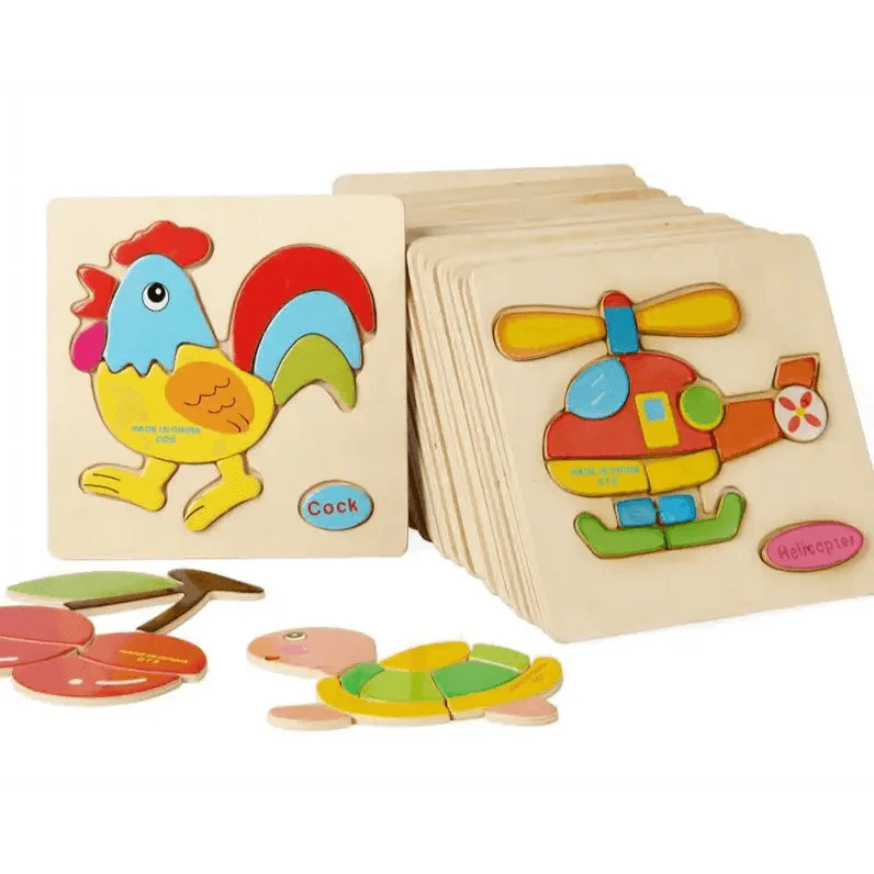 Baby Wooden Puzzle Toys Cartoon Animal Educational Game for Toddlers