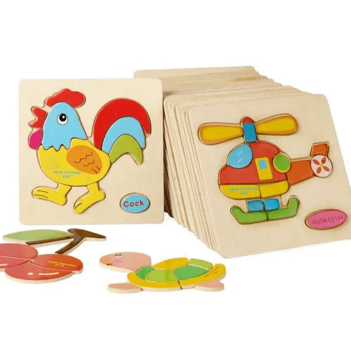 Baby Wooden Puzzle Toys Cartoon Animal Educational Game for Toddlers