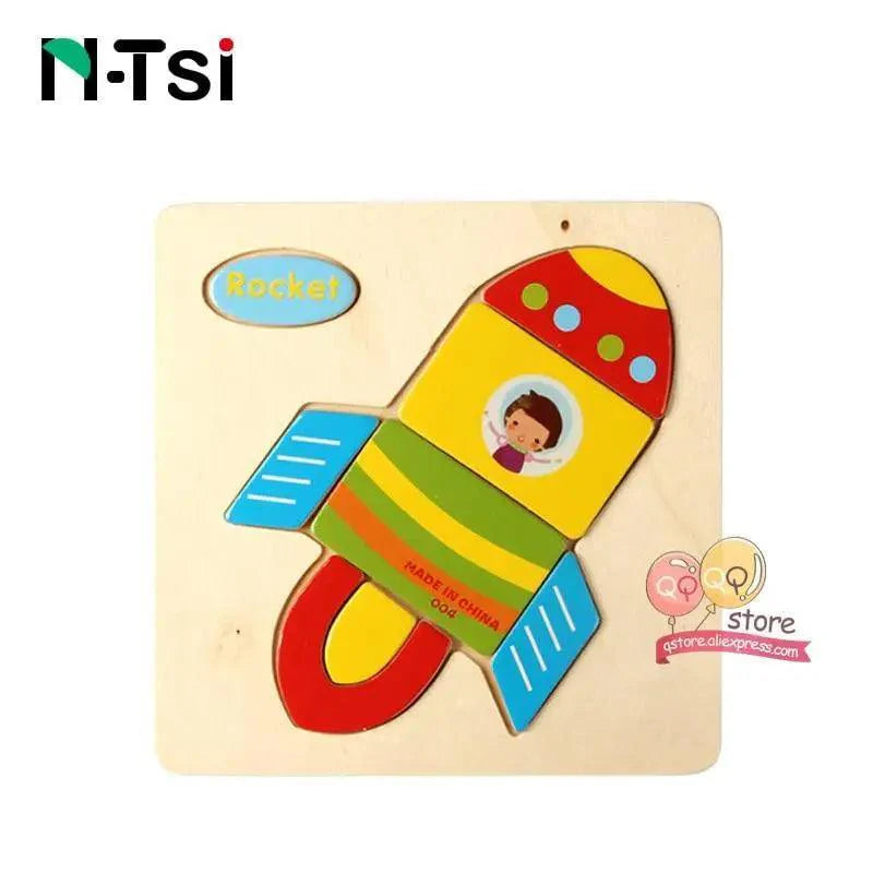 Baby Wooden Puzzle Toys Cartoon Animal Educational Game for Toddlers