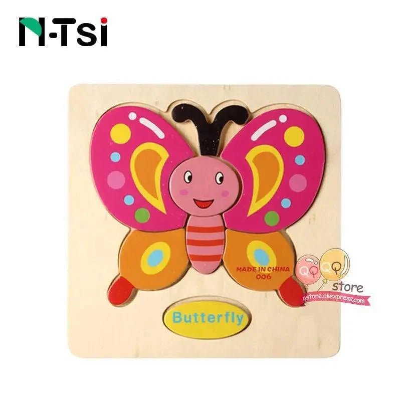 Baby Wooden Puzzle Toys Cartoon Animal Educational Game for Toddlers