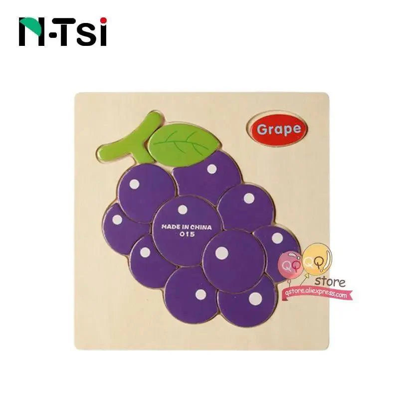 Baby Wooden Puzzle Toys Cartoon Animal Educational Game for Toddlers