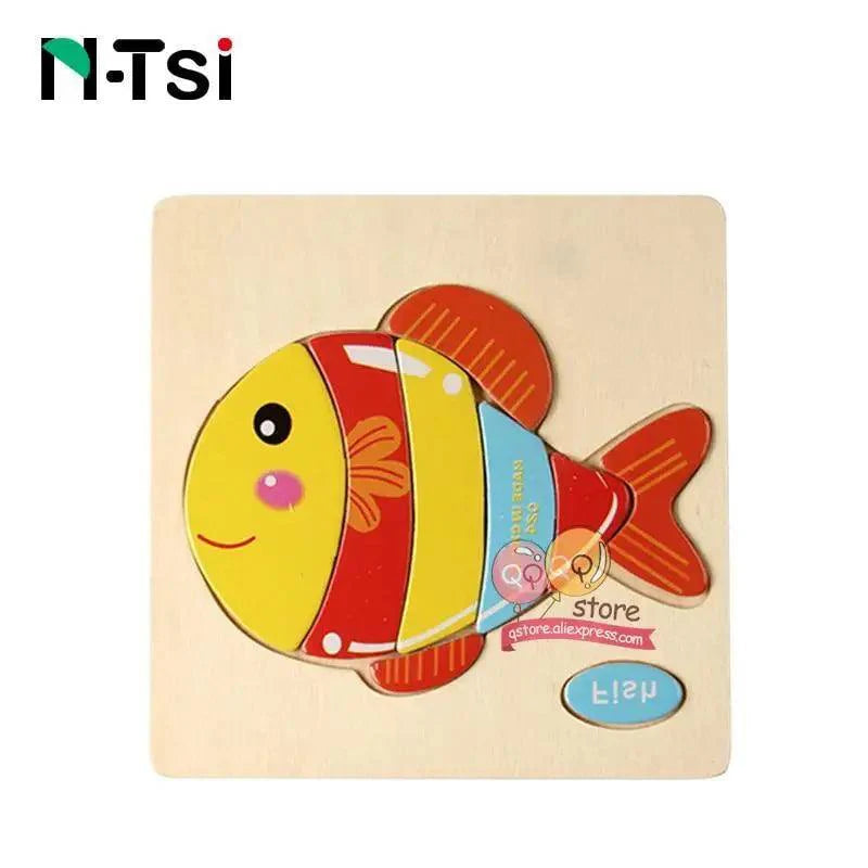 Baby Wooden Puzzle Toys Cartoon Animal Educational Game for Toddlers