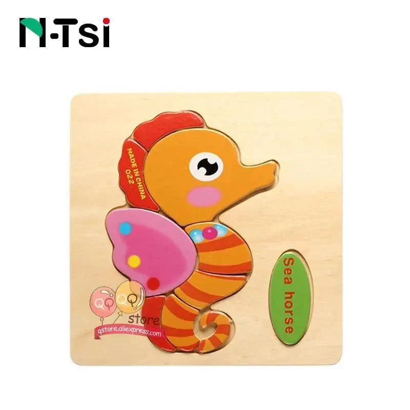 Baby Wooden Puzzle Toys Cartoon Animal Educational Game for Toddlers