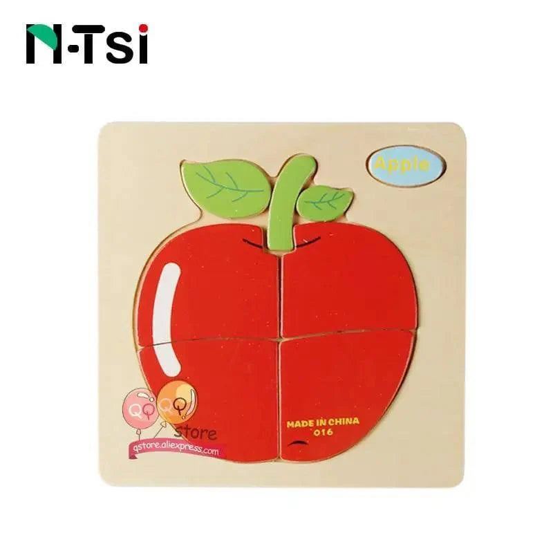 Baby Wooden Puzzle Toys Cartoon Animal Educational Game for Toddlers