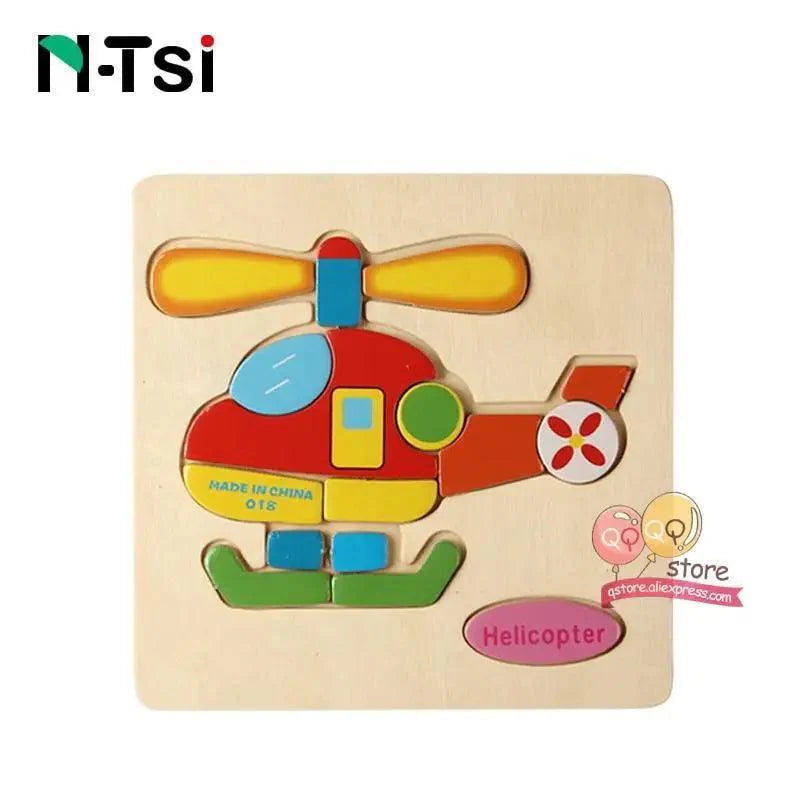 Baby Wooden Puzzle Toys Cartoon Animal Educational Game for Toddlers