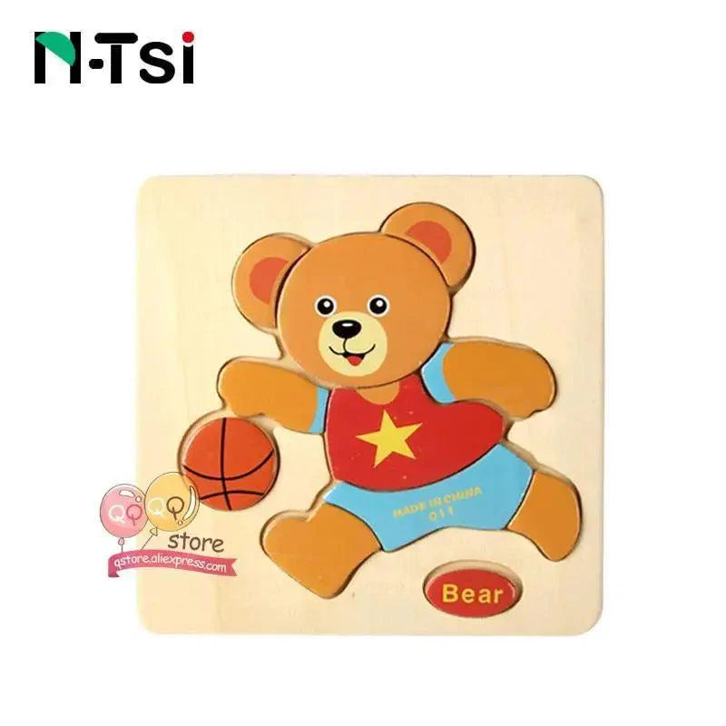 Baby Wooden Puzzle Toys Cartoon Animal Educational Game for Toddlers