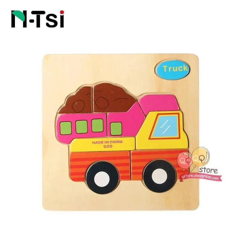Baby Wooden Puzzle Toys Cartoon Animal Educational Game for Toddlers