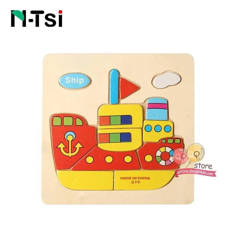 Baby Wooden Puzzle Toys Cartoon Animal Educational Game for Toddlers