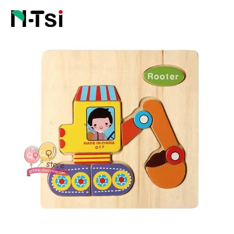 Baby Wooden Puzzle Toys Cartoon Animal Educational Game for Toddlers