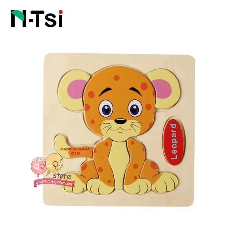 Baby Wooden Puzzle Toys Cartoon Animal Educational Game for Toddlers