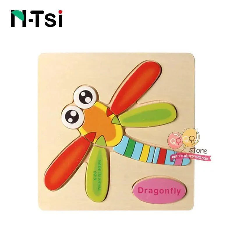 Baby Wooden Puzzle Toys Cartoon Animal Educational Game for Toddlers
