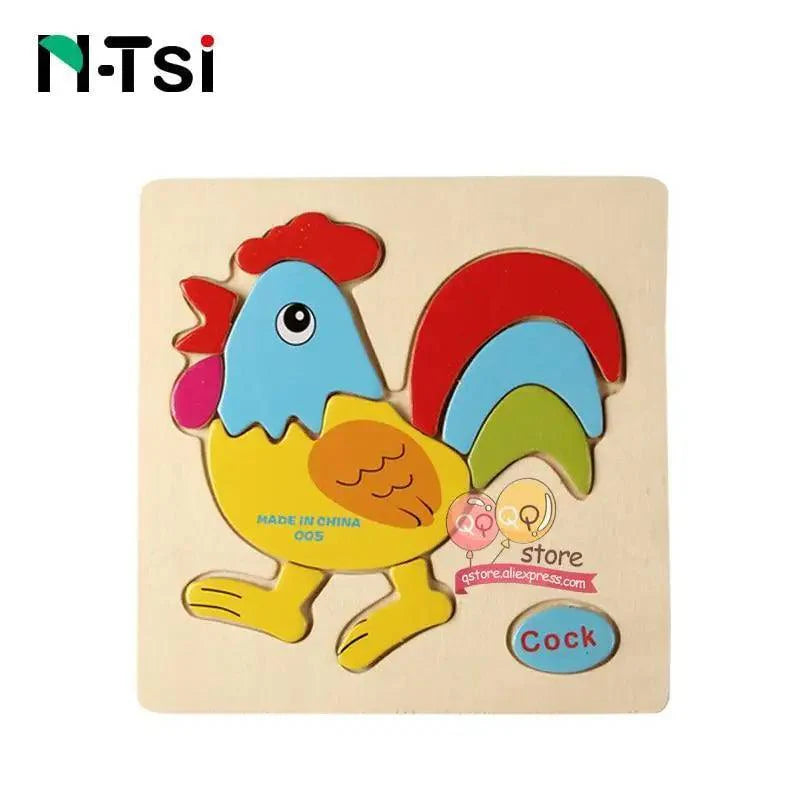 Baby Wooden Puzzle Toys Cartoon Animal Educational Game for Toddlers
