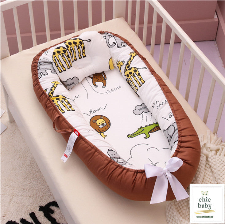 Portable Baby Crib Removable Washable Cotton Travel Bed for Infants